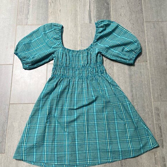 Rails Brenda Dress Augusta Mini Check Teal Yellow Size Small - Picture 6 of 12